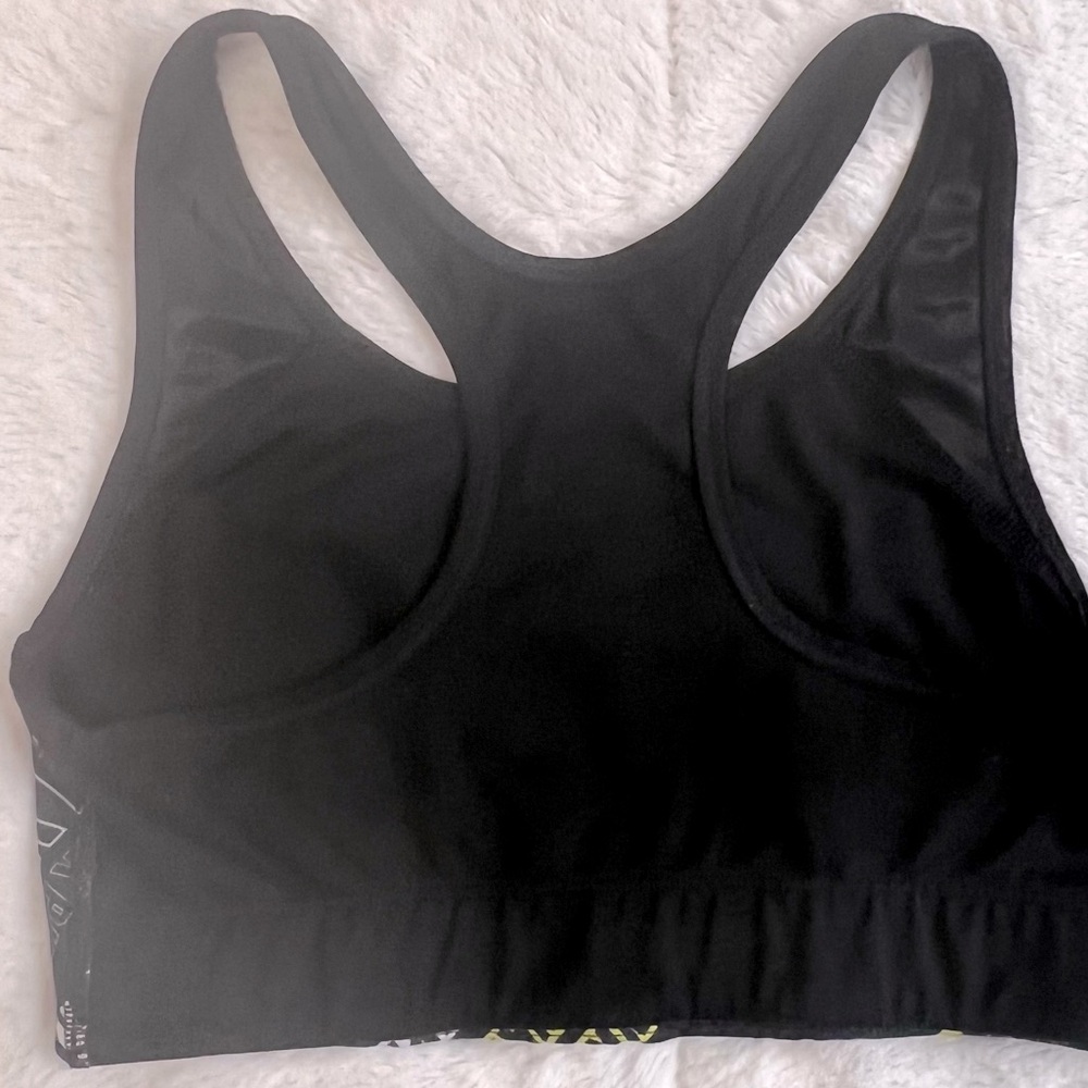 Victoria’s Secret PINK Ultimate Logo Unlined Black Yellow White Sports Bra S/P - Picture 5 of 5